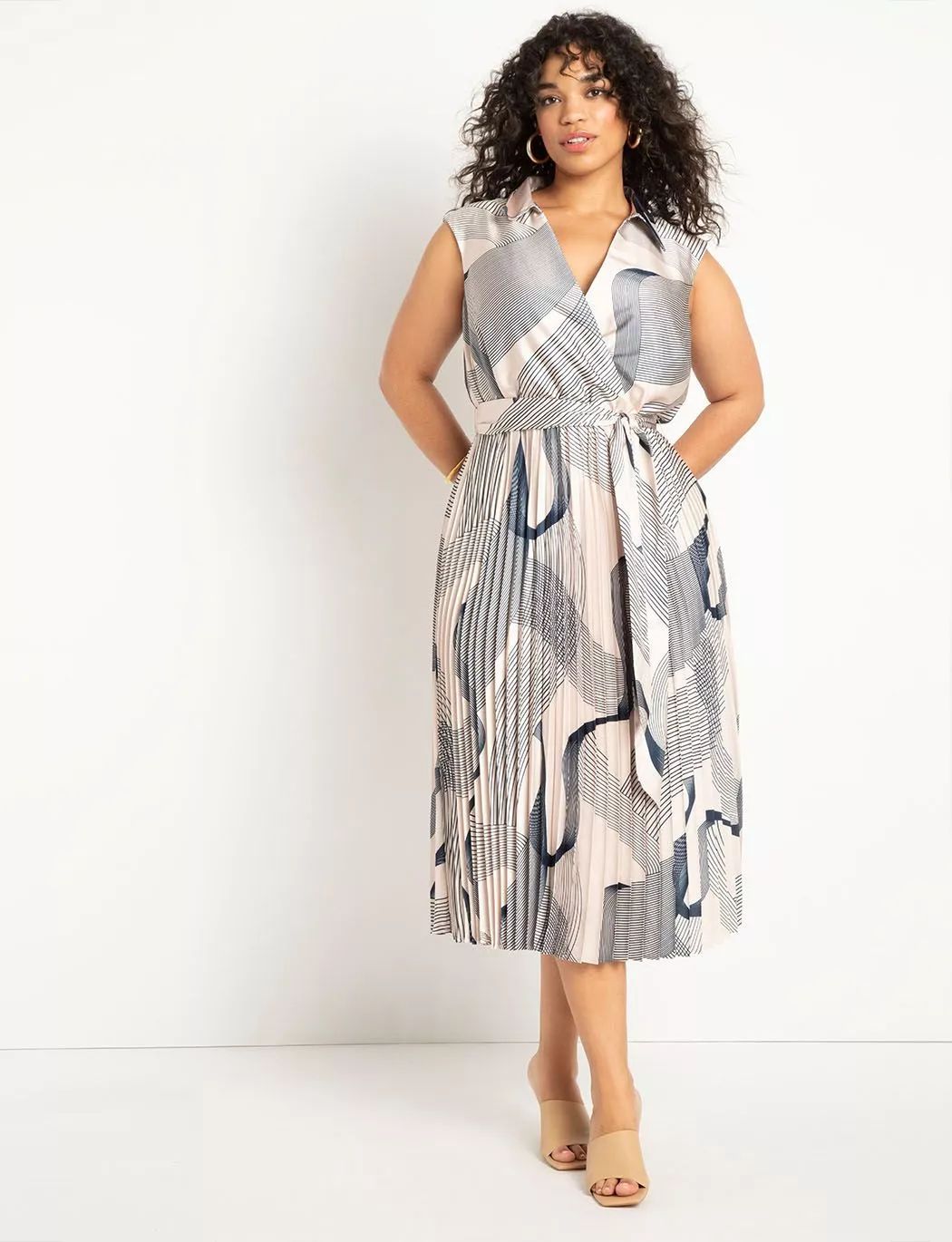 Midi Dress With Pleated Skirt | Eloquii