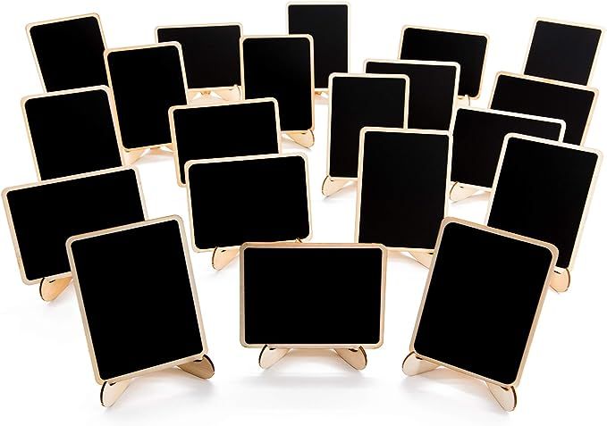 20 Pack Wood Mini Chalkboards Signs with Support Easels, Place Cards, Small Rectangle Chalkboards... | Amazon (US)