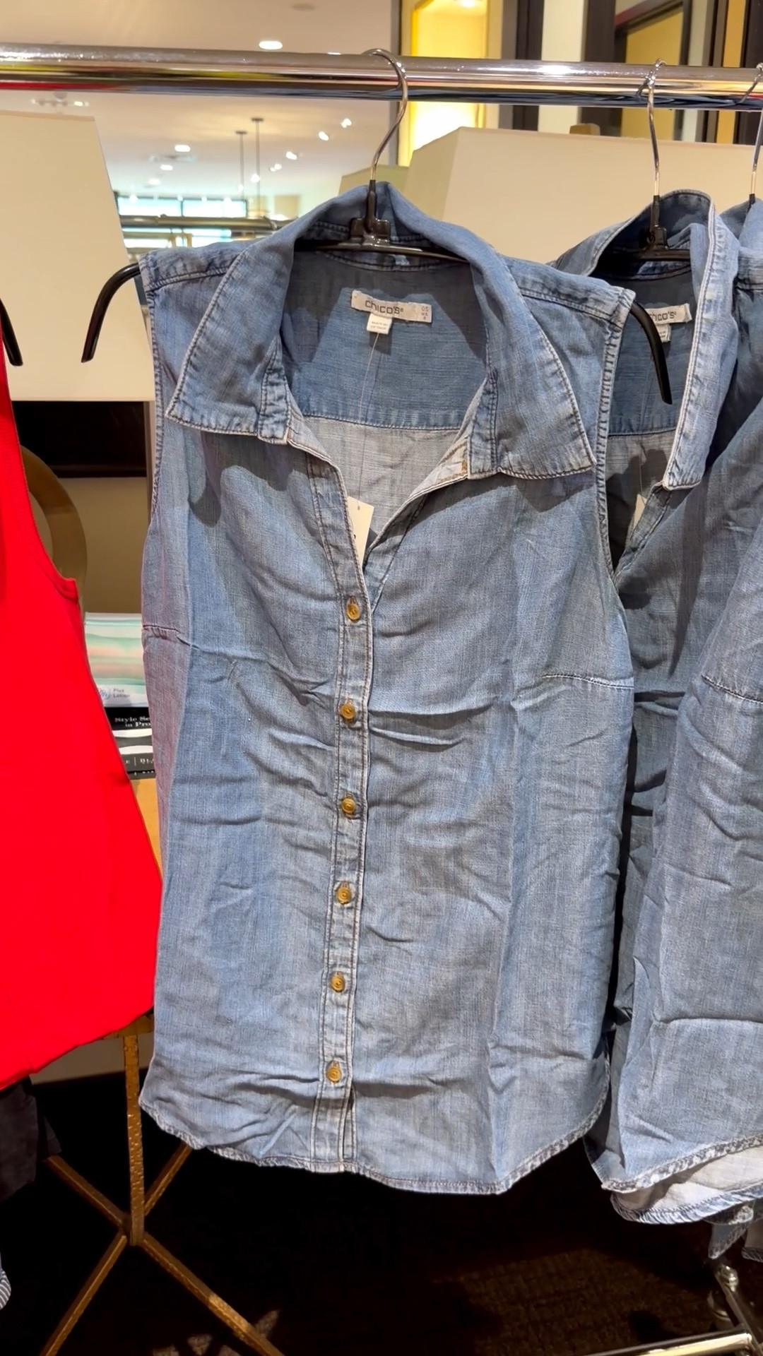 A tip that will be your summer uniform. I love this fabrication. 
I am 5’7” 130 lbs and I wear a size 0 in Chico’s unique sizing
Summer tops, denim shirt

#LTKOver40 #LTKgrwm #LTKSaleAlert