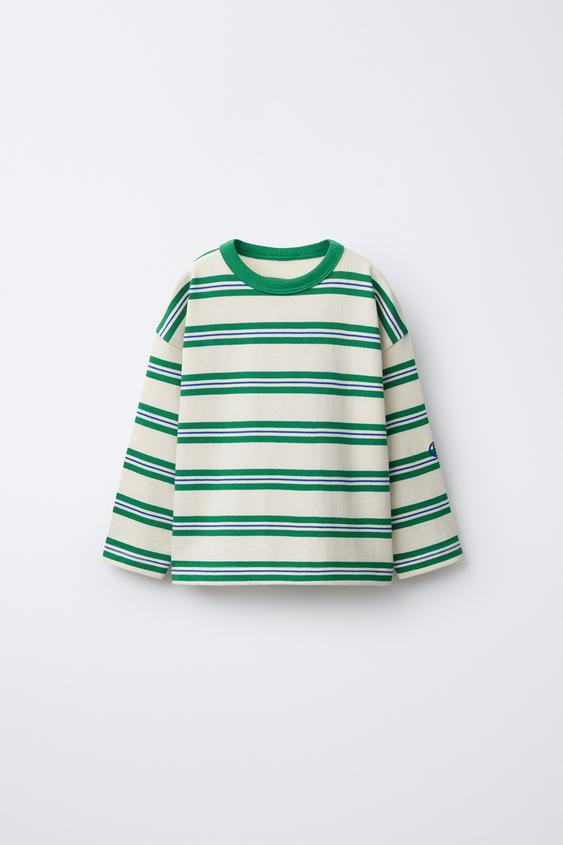 EMBROIDERED STRIPED T-SHIRT | Zara US