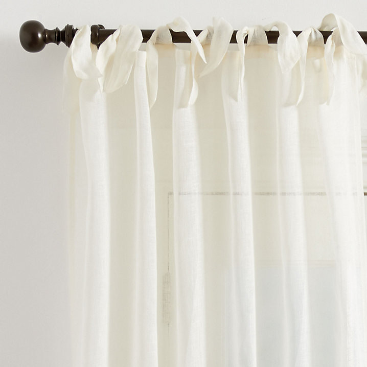Linen Sheer Tie Top Drapery Panel with Full Flowing Drape & Natural Texture | Ballard Designs, Inc.