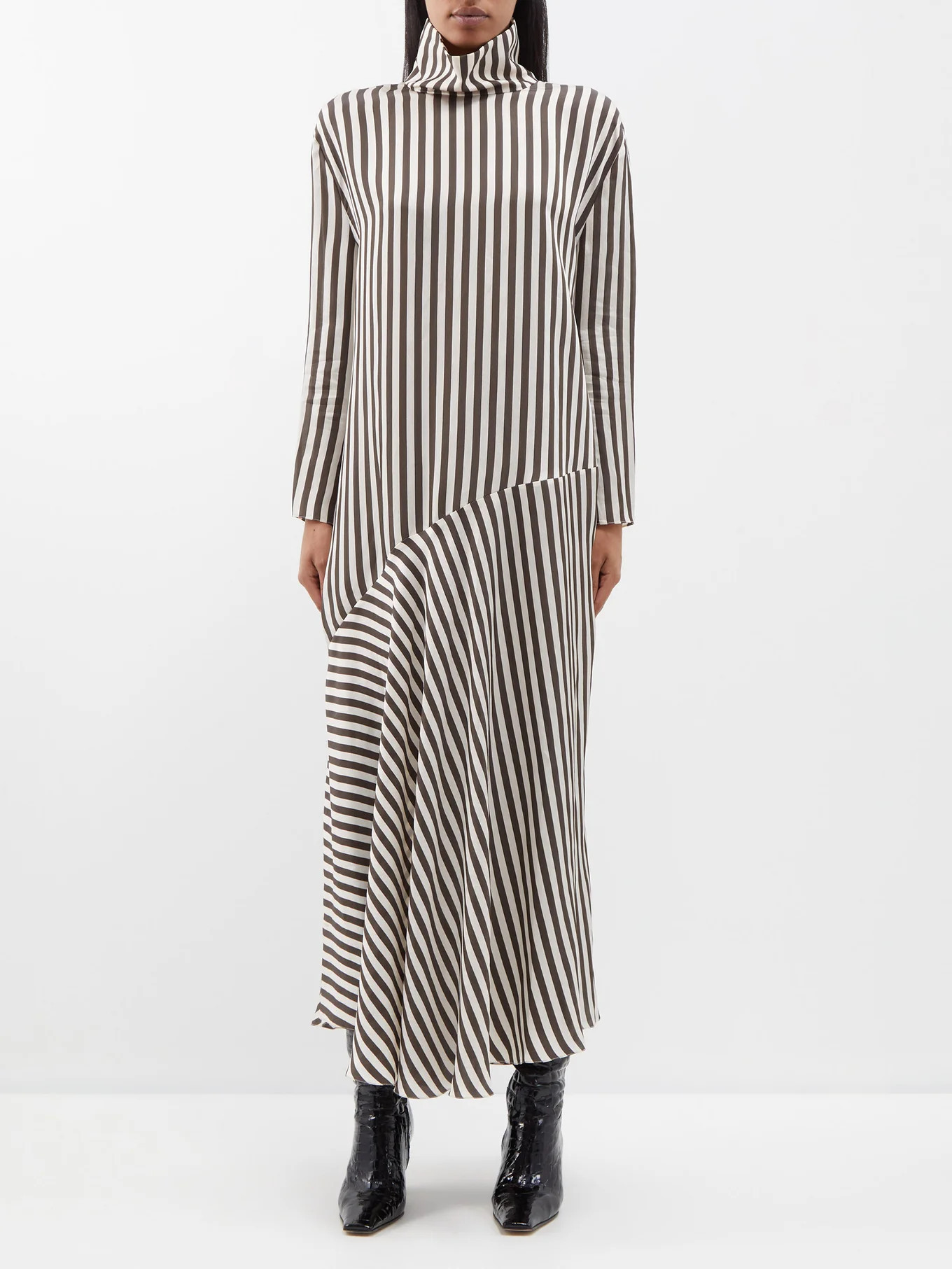 Bellamy high-neck striped dress | Khaite | Matches (US)