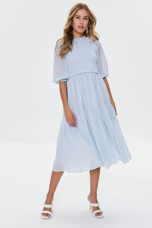 Smocked Peasant-Sleeve Dress | Forever 21 (US)