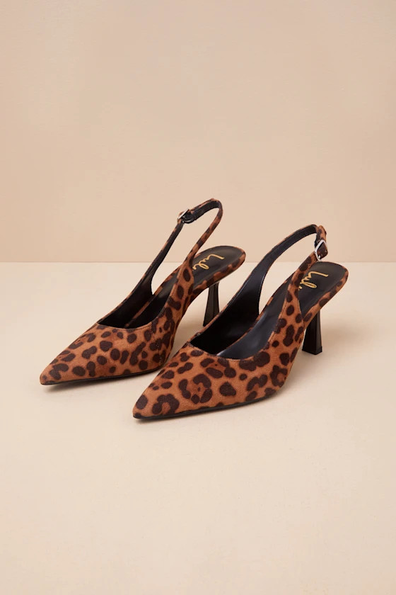 Braxtan Cheetah Suede Pointed-Toe Slingback Pumps | Lulus