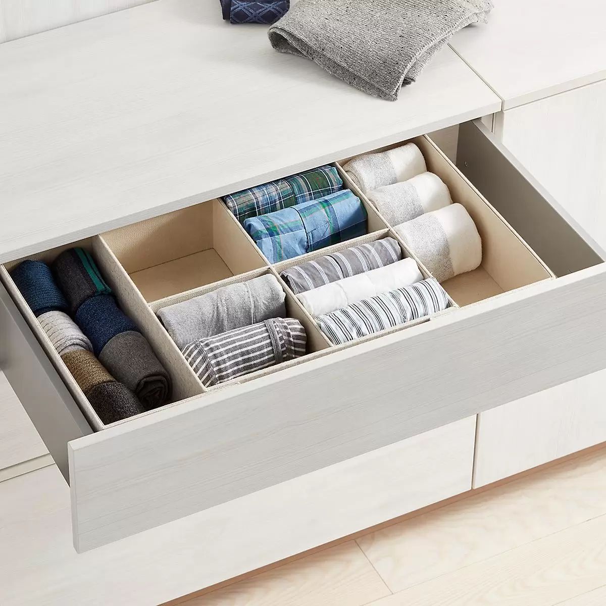 Cambridge 6-Section Expandable Drawer Organizer Linen | The Container Store