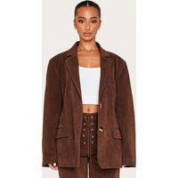 Petite Chocolate Faux Suede Longline Blazer, Chocolate | PrettyLittleThing UK