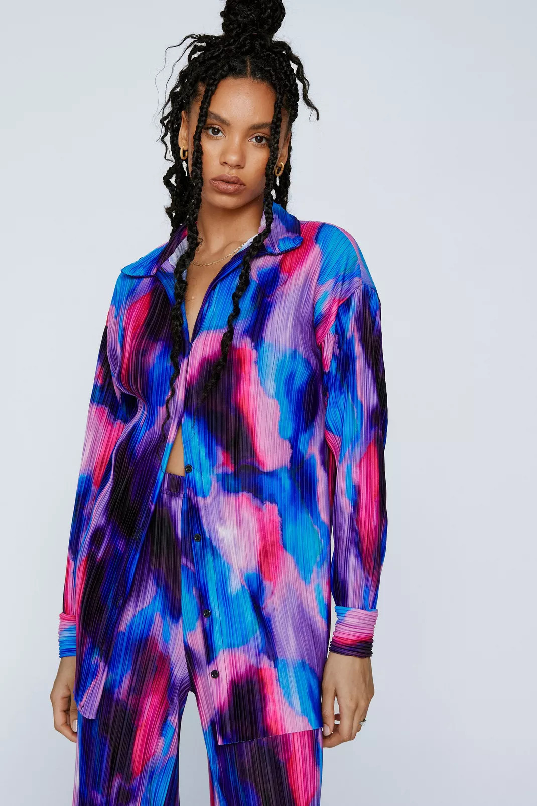 Printed Plisse Oversized Shirt | Nasty Gal (US)