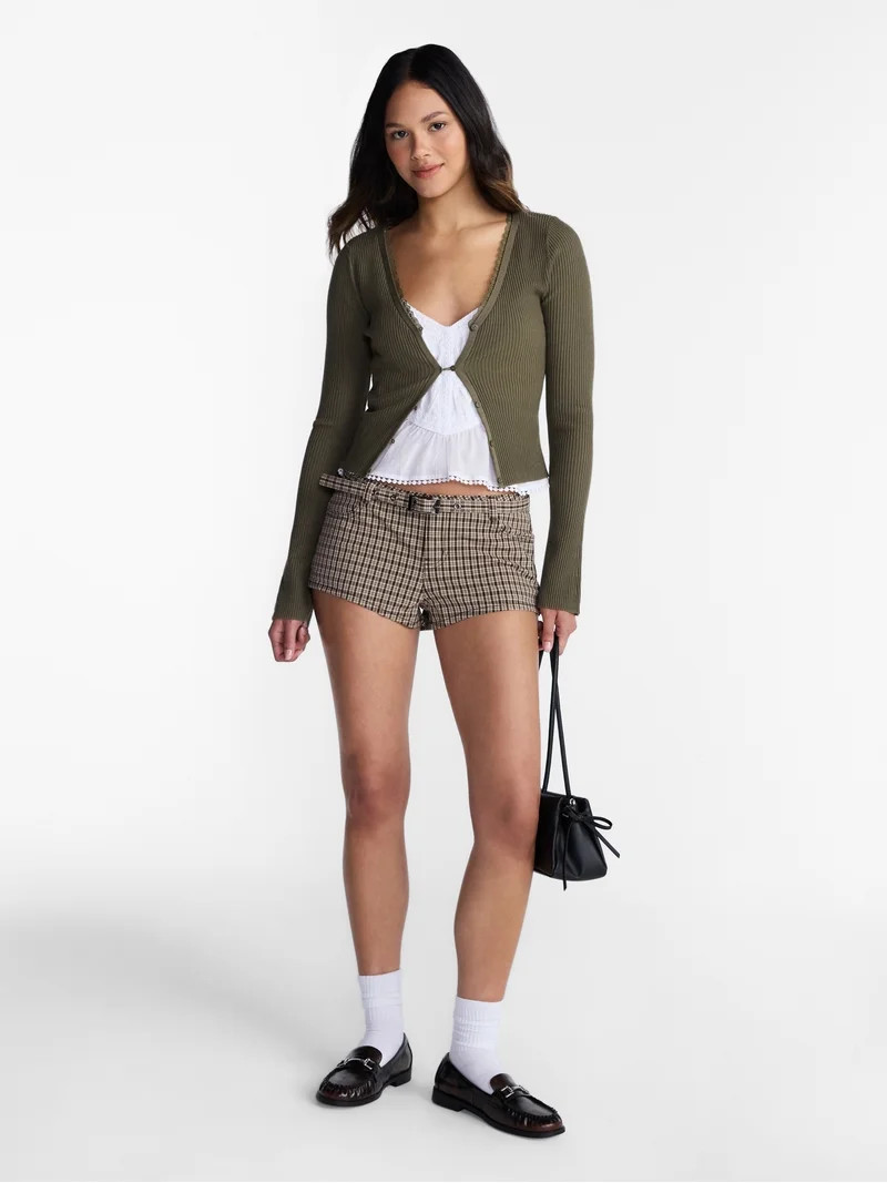 No Boundaries Lace Trim Cardigan, Women's XXS-XXL | Walmart (US)