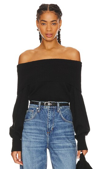 Harlow Sweater | Black Off Shoulder Sweater | Black Off Shoulder Top | Jeans And A Nice Top | Revolve Clothing (Global)