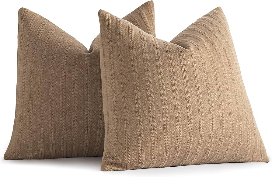 YCOLL Decorative Throw Pillow Covers 24x24 Set of 2 Super Soft Solid Patterned Knit Accent Couch ... | Amazon (US)