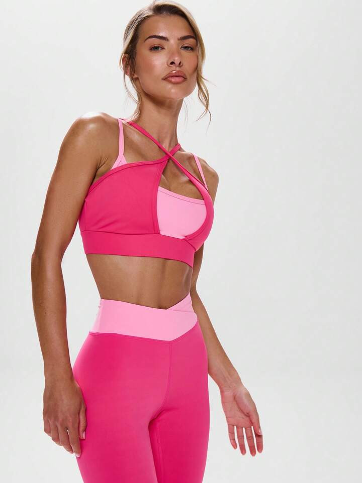 Musera Sport Crossover Double Layered Bra Active Workout Gym | SHEIN