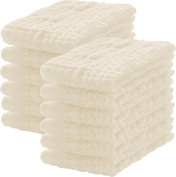 12 Pack Muslin Burp Cloths 100% Cotton Muslin Cloths Large 20''x10'' Extra Soft and Absorbent Bab... | Amazon (US)