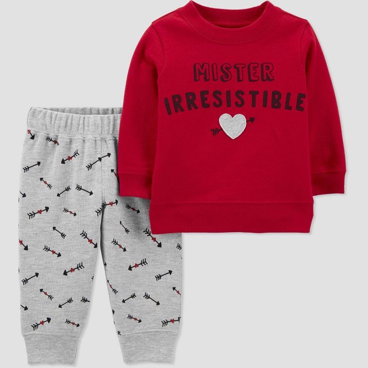 Carter's Just One You® Baby 2pc 'Mr. Irresistible' Top and Bottom Set - Gray/Red | Target