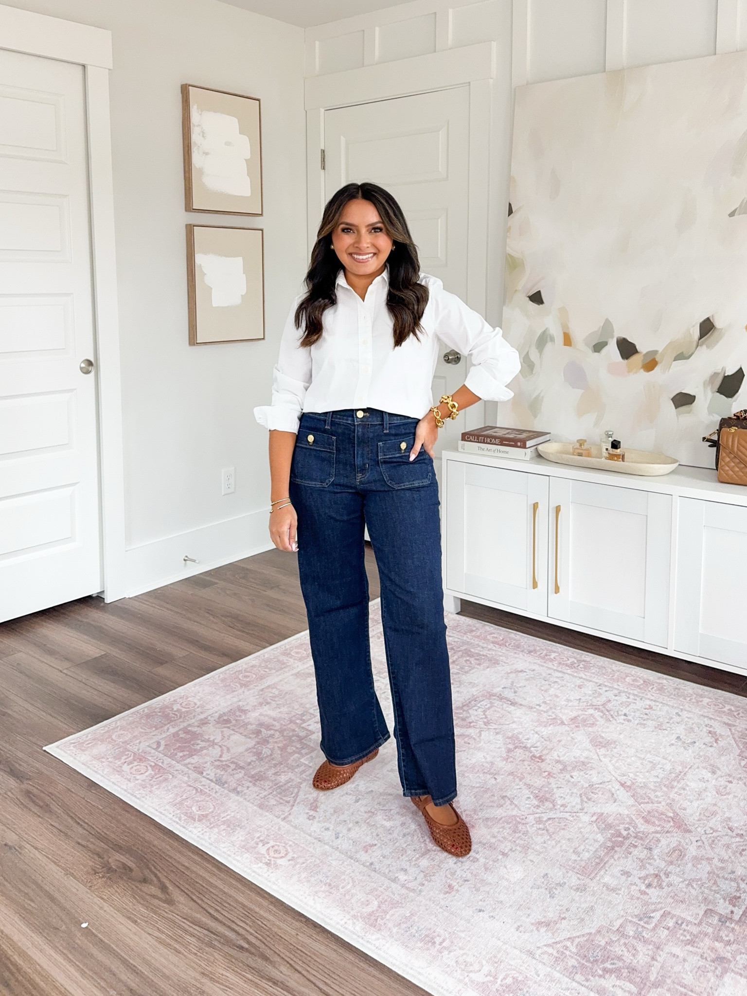 White button down top size xs petite TTS
Flare sailor jeans size 26 petite TTS
Brown flats size 5 TTS


#LTKSaleAlert #LTKPetite #LTKStyleTip