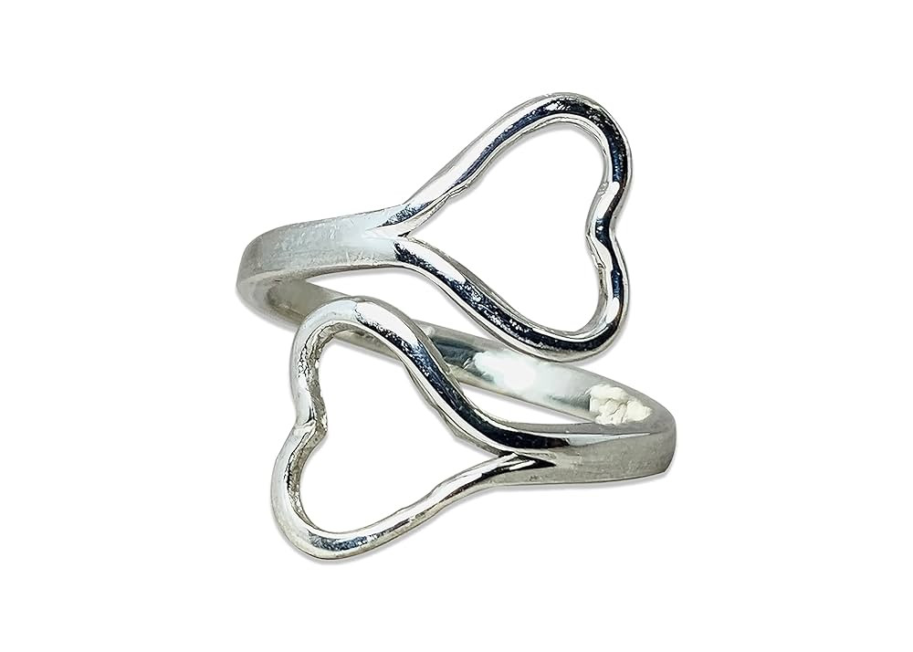 Double Heart Ring, 925 Silver Ring, Handmade Ring, Adjustable Ring, Promise Ring, Statement Ring,... | Amazon (US)