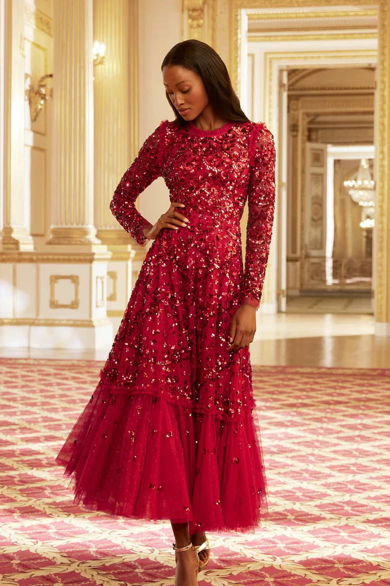 Alina Sequin Ankle Gown | Needle & Thread