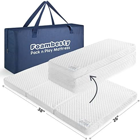 Foambesty® Tri-fold Pack n Play Mattress Pad (38''x26''), Portable Pack and Play Mattress, Dual ... | Amazon (US)