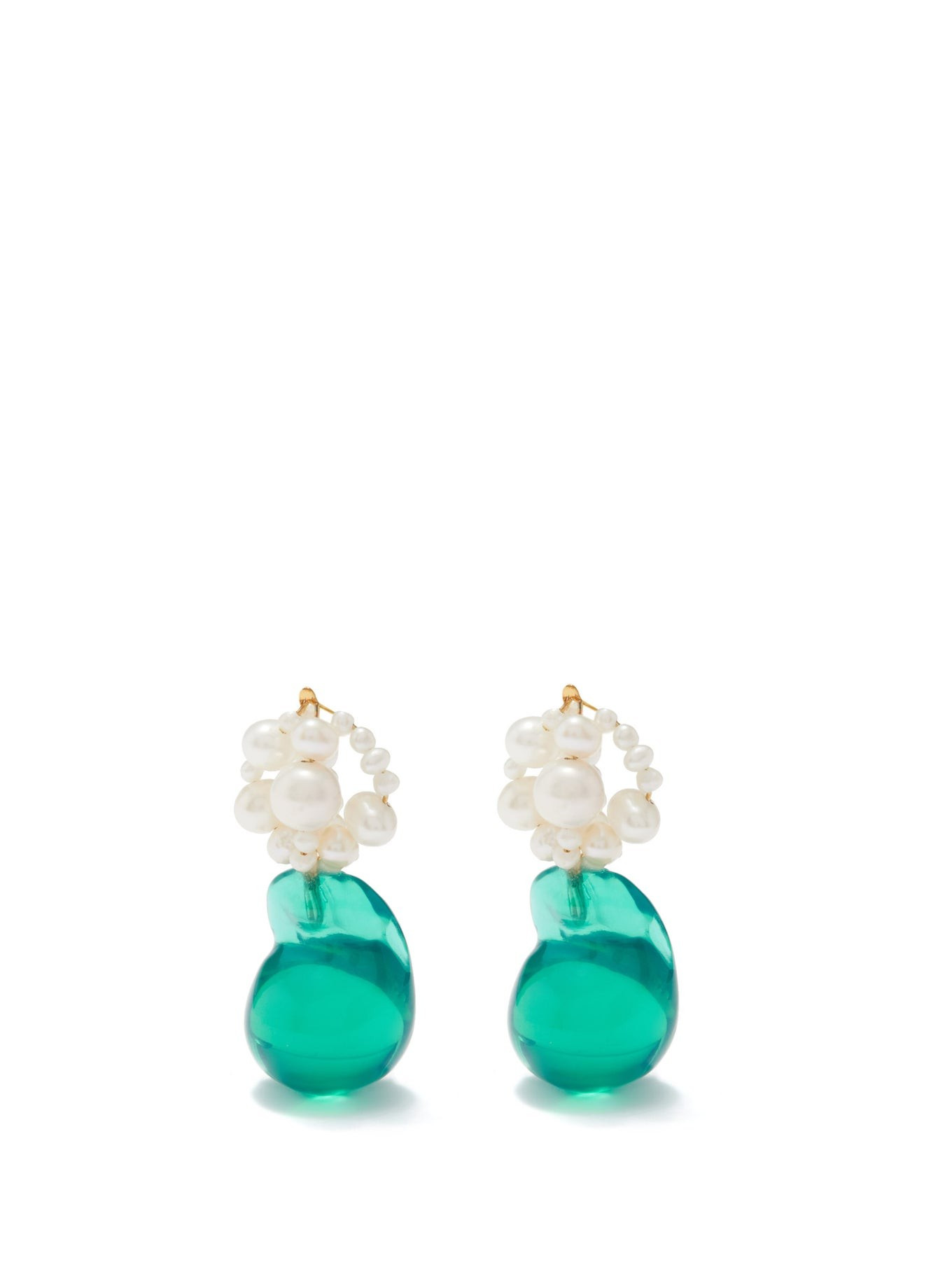Pearl, resin and 14kt gold-vermeil drop earrings | Completedworks | Matches (US)