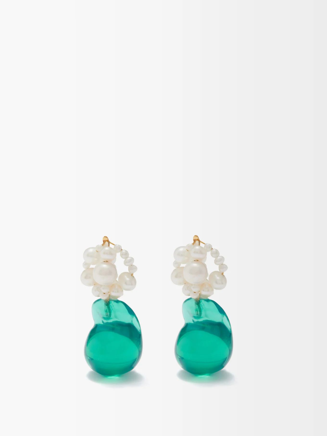 Pearl, resin and 14kt gold-vermeil drop earrings | Completedworks | Matches (US)