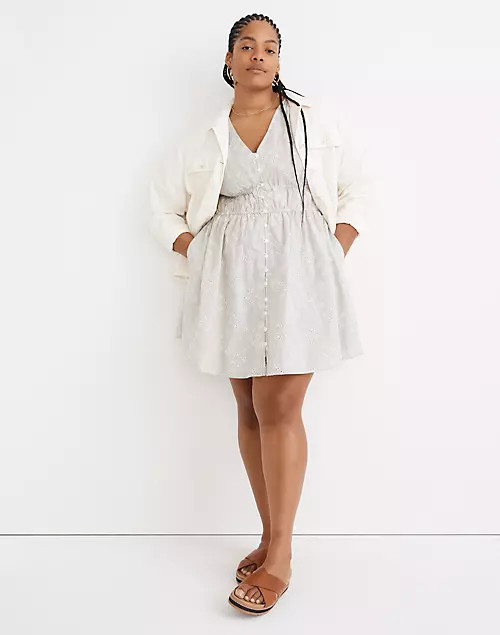 Eyelet Sophia Mini Dress in Stripe | Madewell