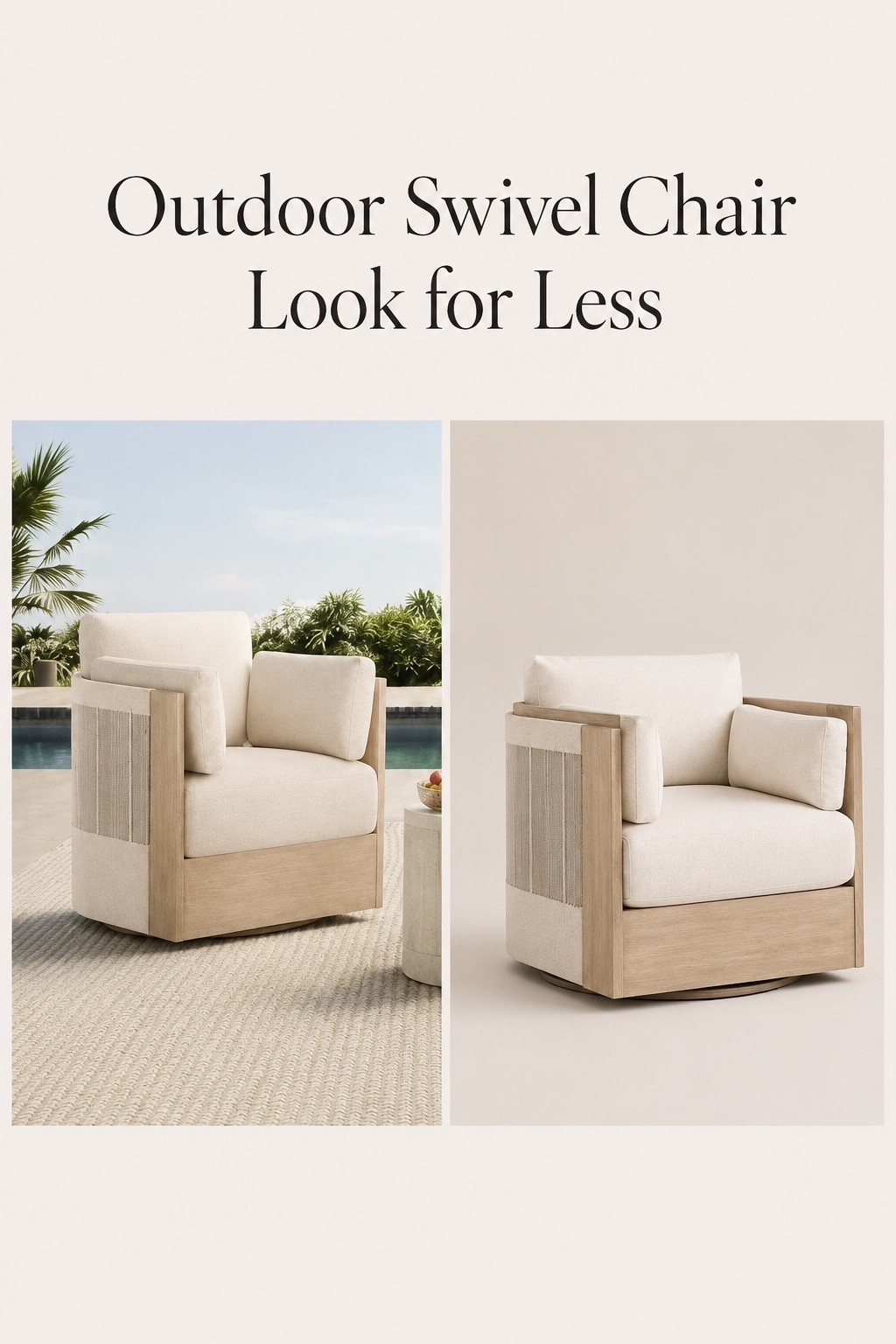 Outdoor Swivel Chair Look for Less

I love finding pieces that give the same designer feel without the designer price tag. This outdoor swivel chair has the same warm wood tones, clean lines, and elevated resort-style look for a fraction of the cost. It feels timeless, cozy, and high-end while still being much more budget friendly. Perfect for creating that layered outdoor living space.

#LTKSaleAlert #LTKHome #LTKSeasonal