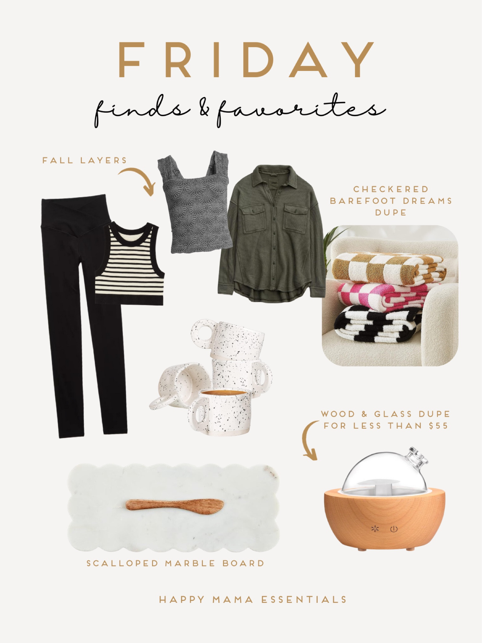 LTK Sale & Amazon faves 

Real me crossover leggings, high neck, sports bra, waffle lumberjane shacket, the softest barefoot dreams dupe - checkered blanket! Wood & glass diffuser dupe for under $55 in the cutest scalloped marble tray for your kitchen!

#LTKsalealert #LTKSale #LTKfindsunder100