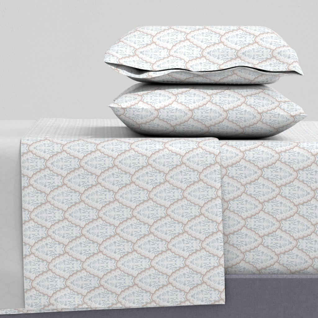 Small Slate and Clay Scallop Paisley Sheet Set | Spoonflower | Spoonflower