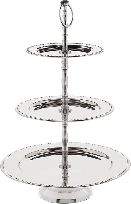 Elegance 3-Tier Beaded Buffet Serving Stand, Silver, Large | Amazon (US)