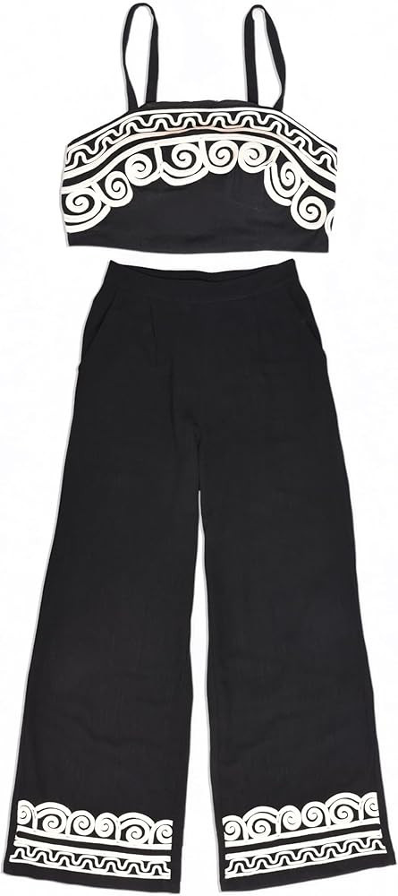 YUSHE Women 2 Piece Outfits Luxury Crop Top & Wide Leg Pant Set Summer Matching Sets Lounge Wear ... | Amazon (US)