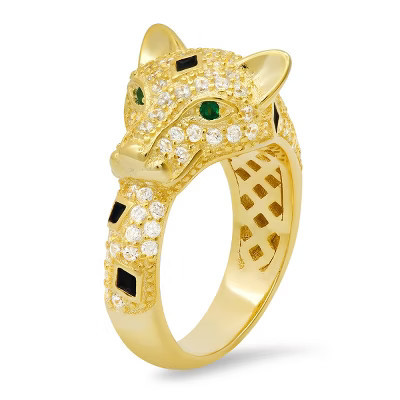 14k Gold Over Silver CZ Panther Statement Ring | Target