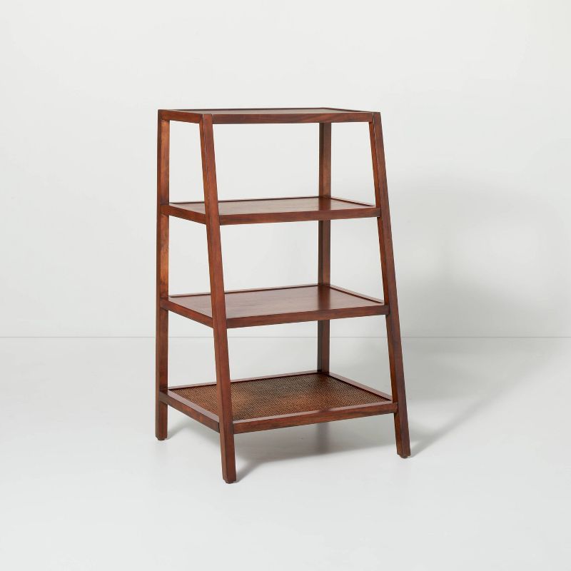 40" 4-Shelf Wood & Cane Transitional Ladder Bookshelf - Brown - Hearth & Hand™ with Magnolia | Target