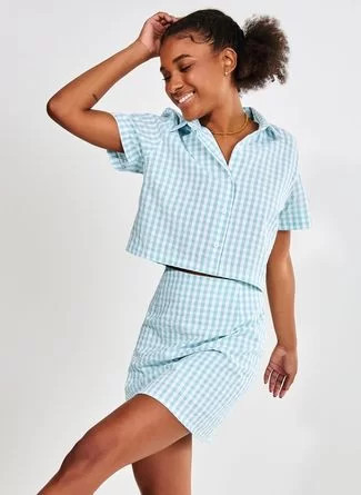 Saia Cintura Alta Xadrez Vichy | Dafiti (BR)