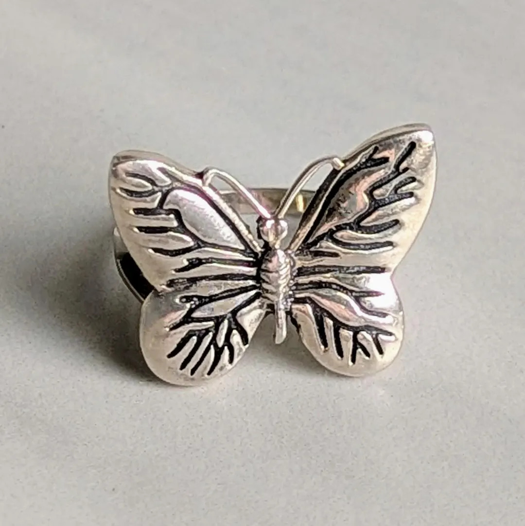 Vintage Sterling Silver Butterfly Ring - Size 7.5 | Etsy (US)