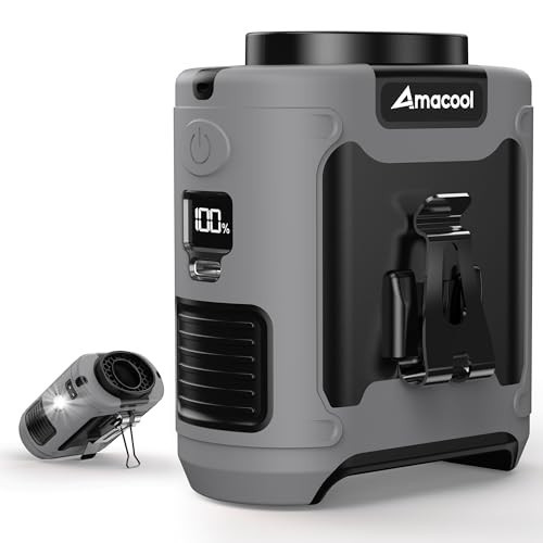 AMACOOL Portable Waist Fan Clip On, MAX 40H Work Time, 10000mAh Rechargeable Wearable Shirt Fan with Light, 16000RPM Powerful 5 Speed Belt Fans Personal Cooling Fans for Outdoor Jobsite Camping Travel | Amazon (US)