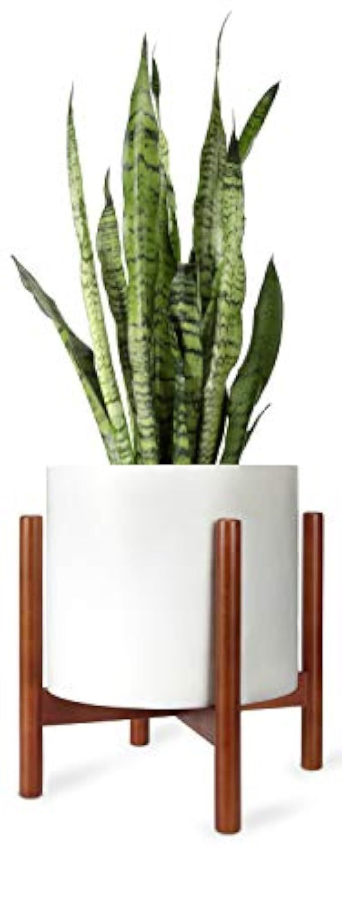 Mkono Plant Stand Mid Century Wood Flower Pot Holder Display Potted Rack Rustic, Up to 12 Inch Plant | Amazon (US)