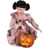 Haunted Hill Farm 3.2 ft. Lunging Pumpkin Carver Zombie Girl with Jack O'Lantern by Tekky Talking Halloween Animatronic HHPMPCVR-FLSA | The Home Depot