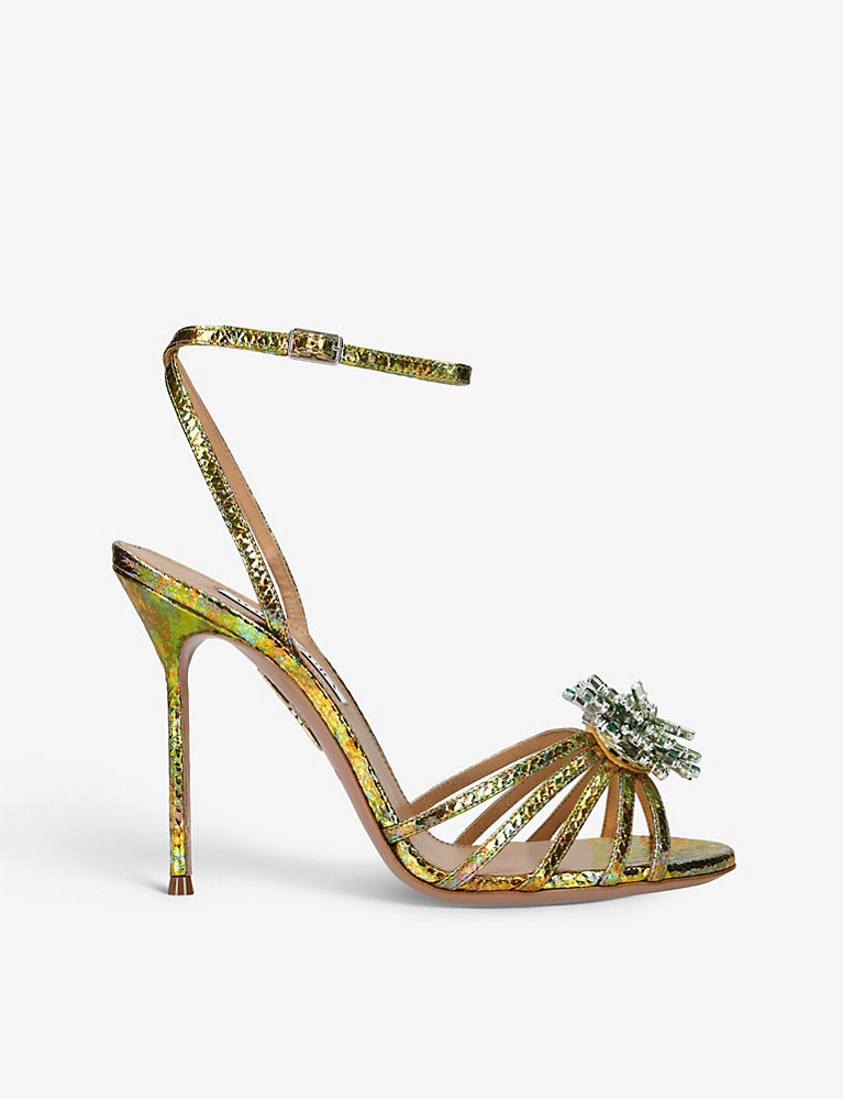 Stardust jewel-embellished leather heeled sandals | Selfridges