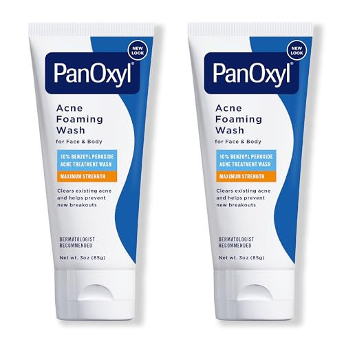 PanOxyl Acne Foaming Wash Benzoyl Peroxide 10% Maximum Strength antibacterial, 3 Oz, Pack of 2 | Amazon (US)