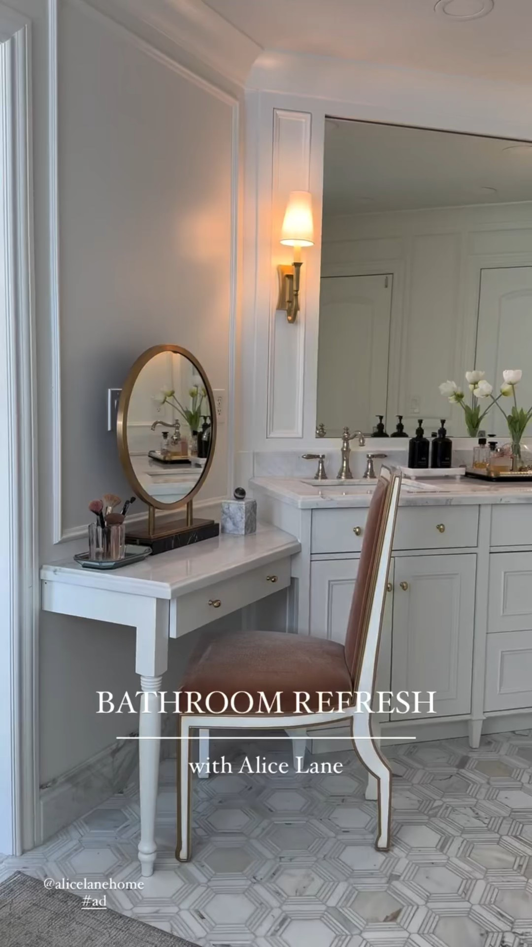 Bathroom refresh just in time for summer! 

Made a few simple updates in my own home for summer…and adding this chair to my bathroom vanity was the first thing on my list! Loving the feminine pink mohair and gold detail! ✨ As a designer, it’s always fun when I get to pick things out for myself and @alicelanehome is always a go to! 

#bathroom #primarybathroom #ad #refresh #summer