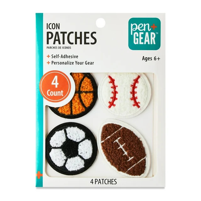 Pen+Gear Multi-Color Sport Balls Chenille Patch Stickers, 4 Count | Walmart (US)