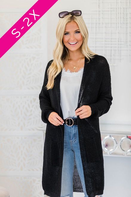 Your Love For Me Black Duster Cardigan CLEARANCE | The Pink Lily Boutique
