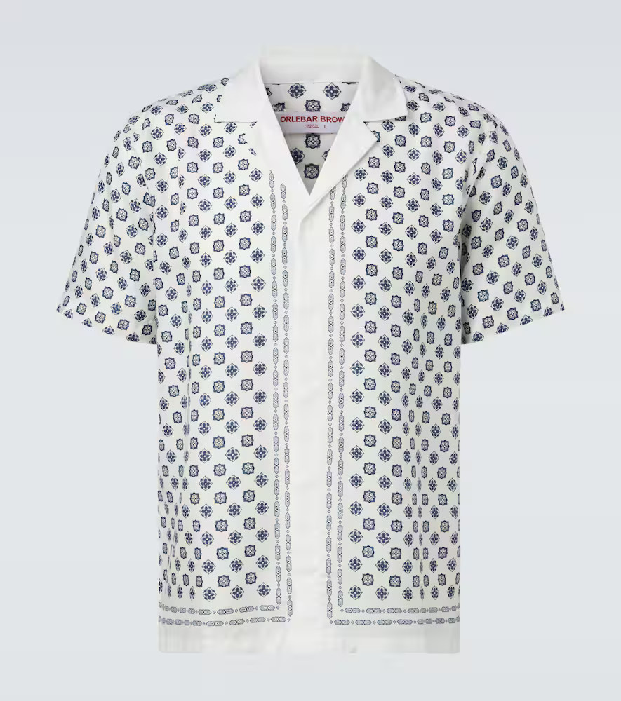 Orlebar Brown Maitan printed bowling shirt | Mytheresa (UK)