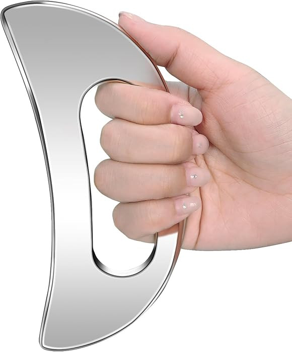 Herramienta de masaje Gua Sha con mango (acero inoxidable) Herramientas raspadoras de masaje musc... | Amazon (US)