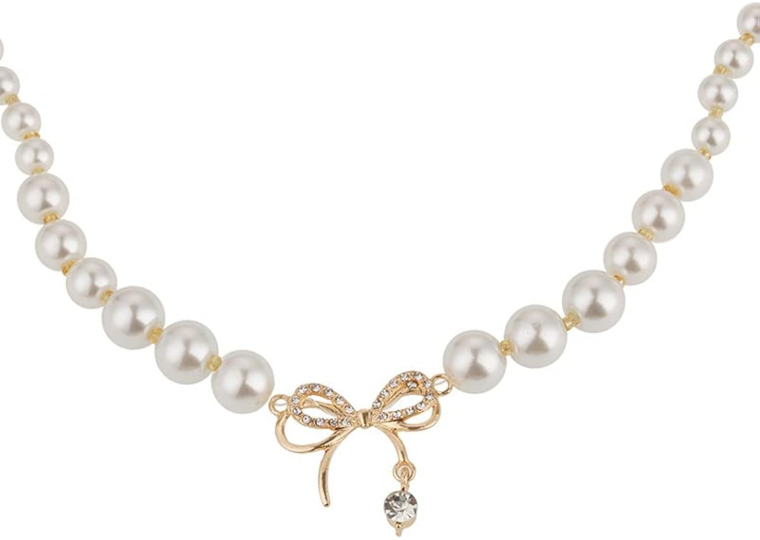 Pearl Letter Choker Necklaces for Women Man Trendy, 14k Gold Plated Dainty Simulated Shell Pearl ... | Amazon (US)