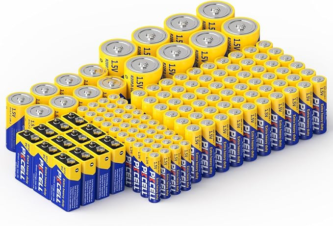 PKCELL 128 Counts Batteries Combo Pack, 60-Count AA Batteries, 40-Counts AAA Batteries, 8-Counts ... | Amazon (US)
