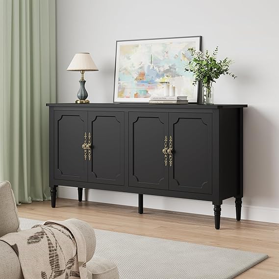 RoyalCraft Console Cabinet, 58'' Mid Century Modern Pantry Cabinet, Wood Buffet Cabinet, Media Ca... | Amazon (US)