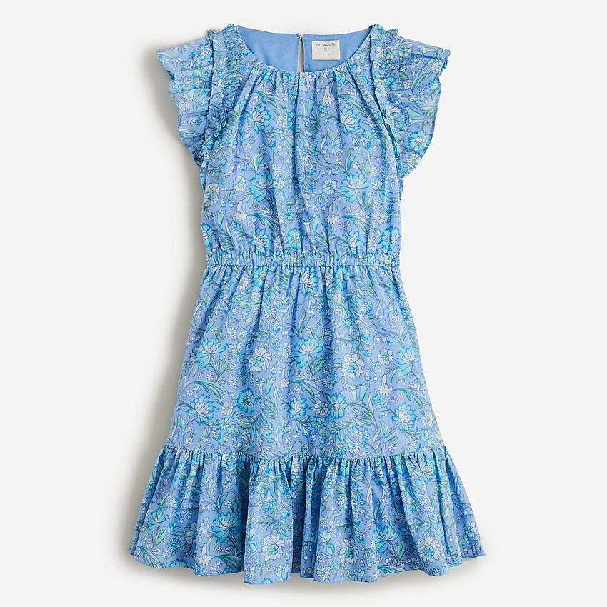 Girls' ruffle-trim dress in floral | J. Crew US