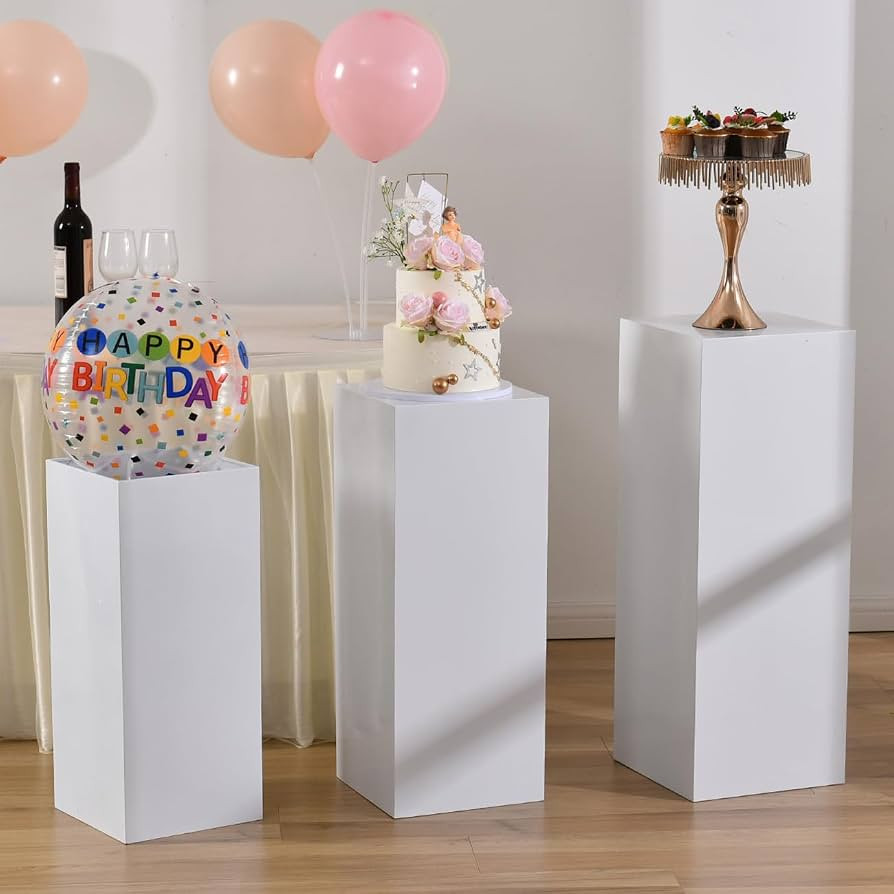 3PCS Metal Square Pedestal Stand for Party Wedding Display Plinth Pillars | Amazon (US)