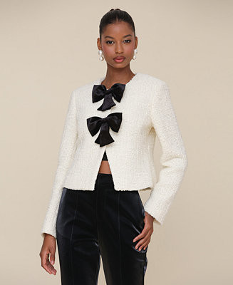 Avec Les Filles Women's Cropped Bow-Front Jacket - Macy's | Macy's