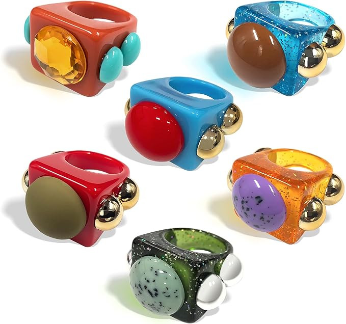 •iYuePeng Resin Rings Acrylic Rings for Women Funky Trendy Chunky Rings y2k for Girls Aesthetic... | Amazon (US)